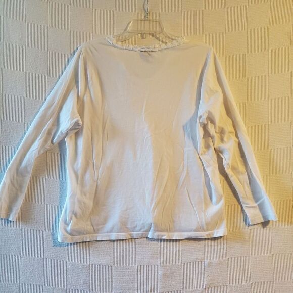 Talbots Woman Plus Petites Top Womens 1XP Pima Super Soft Cotton White Ruffle - Picture 7 of 10